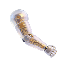 Futuristischer Roboterarm 3D-Icon - KI-Technologie-Symbol