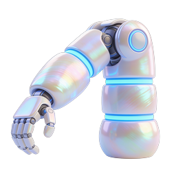 Futuristic Robotic Arm 3D Icon | Iridescent Tech Design