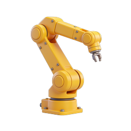 Yellow Industrial Robotic Arm 3D Icon - Clay Style