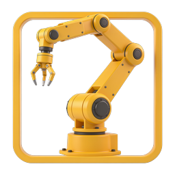 Industrial Robotic Arm 3D Icon - Automation Technology