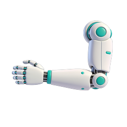Futuristic Robotic Arm Icon - 3D AI Technology