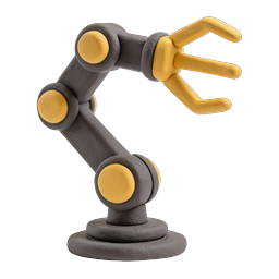 Icono de brazo robótico estilo clay – robot articulado 3D