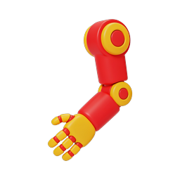 Icona braccio robotico 3D - Stile argilla rosso e giallo