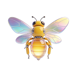 Robotic Bee Icon - 3D Rendered Holographic Wings