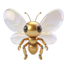 黄金のロボット蜂アイコン - 3D メタリック昆虫デザイン
