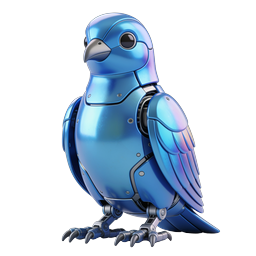 Icono de pájaro robótico - Paloma 3D azul metálico futurista