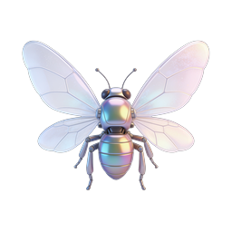 Robotic Butterfly 3D Icon - Metallic Tech Design