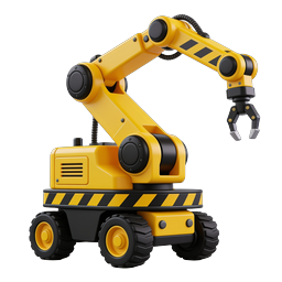 Robotic Crane Vehicle 3D Icon for Industrial Use