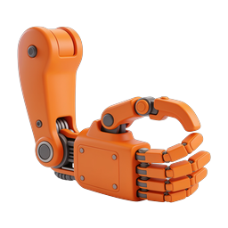 Orange Robotic Gripper Hand Icon - 3D Render