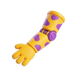 3D Clay Robotic Hand Arm Icon - Yellow & Purple