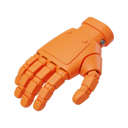 Robotic Hand 3D Icon - Orange Mechanical AI Symbol