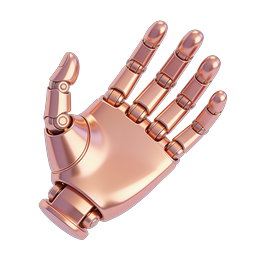 3D Metallic Copper Robotic Hand Icon - Prosthetic Tech