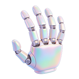 Iridescent Robotic Hand Icon - Holographic AI Design