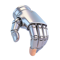Chrome Robotic Hand Icon - AI Technology Design