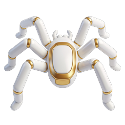 プレミアム 3D ロボットスパイダーアイコン - ホワイト&ゴールドデザイン