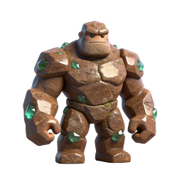 ตัวละคร Rock Golem พร้อมคริสตัลอัญมณี - ไอคอนเกม 3D