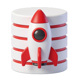 Rocket Database Launch Icon | Cloud Deployment 3D