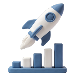 Rocket Growth Bar Chart Icon for Business Success