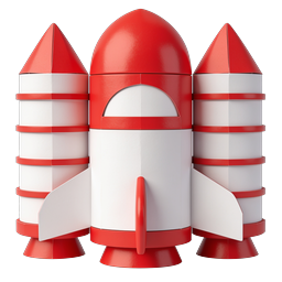 3D Red Rocket Spaceship Icon - Space Launch Design