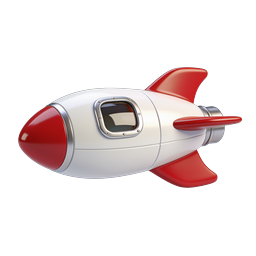 3D Rocket Spaceship Icon - Space Travel & Launch