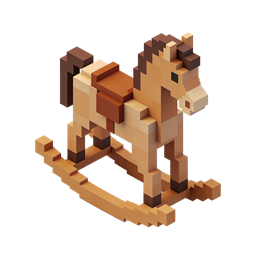 Charming Rocking Horse Icon in Pixel Art Style