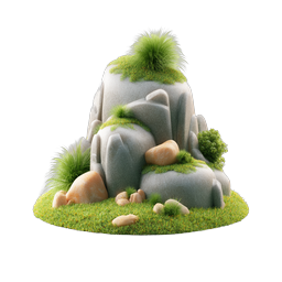 Rocky Grass Formation 3D Nature Icon