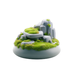 3D-Icon felsige Grasinsel - Naturterrain