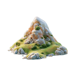 岩石岛屿 3D 山脉景观图标 | 自然场景