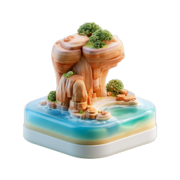 Rocky Island Cliff 3D Isometric Nature Icon