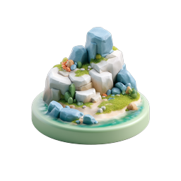 Rocky Island Diorama Clay-Style 3D Icon