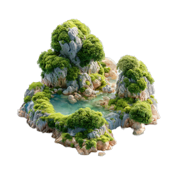 Isometric Rocky Island Lagoon Landscape Icon