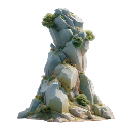 Rocky Mountain Cliff with Vegetation 3D Icon