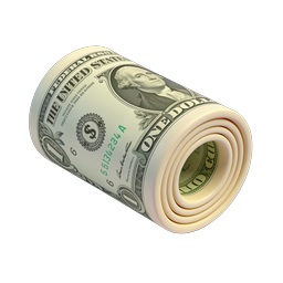 Rolled Dollar Bill Icon for Financial Themes