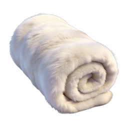 Rolled White Fur Blanket Icon - Soft Texture Design