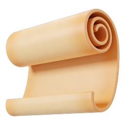 3D Rolled Scroll Icon - Premium Parchment Design