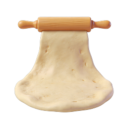 Rolling Pin with Dough - 3D Bakery Icon for Cooking Apps