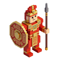 Roman Warrior Voxel Icon - 3D Isometric Soldier Character
