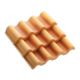 Terracotta Roof Tiles 3D Icon - Roofing & Construction