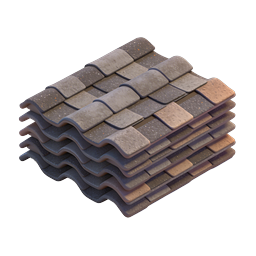 Stacked Roof Tiles Icon - 3D Realistic Ceramic Tiles