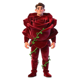 3D Rose Costume Character - Romantic Bloom Illustration