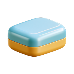 Glossy Rounded Container 3D Icon - Blue & Yellow