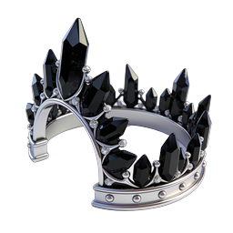 Royal Black Gem Crown Icon - Luxury 3D Render