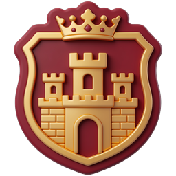 Royal Castle Shield Icon with Crown - Medieval Heraldry