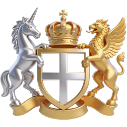 Royal Coat of Arms Heraldic Crest with Unicorn and Griffin