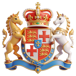 Royal Coat of Arms with Crown and Unicorn Shield Icon