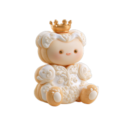 Königliche Kronen-Bärenfigur - Süßes 3D-Icon
