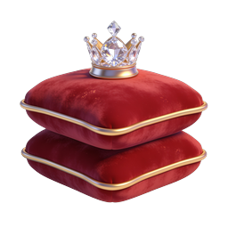 Icona Premium Corona Reale su Cuscino di Velluto Rosso