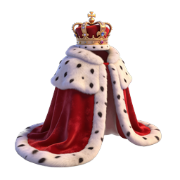 Royal Crown with Velvet Mantle Icon - 3D Rendered