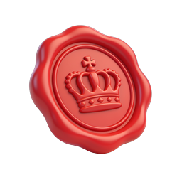 Icono de Sello de Lacre Rojo Corona Real - Emblema 3D Premium