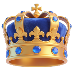 Royal Gold Crown Icon with Sapphire Gemstones